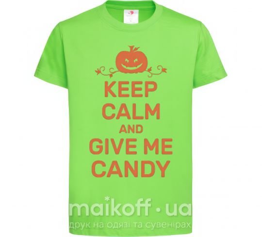Дитяча футболка keep calm and give me candy Лаймовий фото