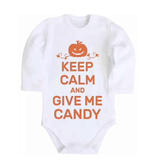 Дитячий бодік keep calm and give me candy Білий фото