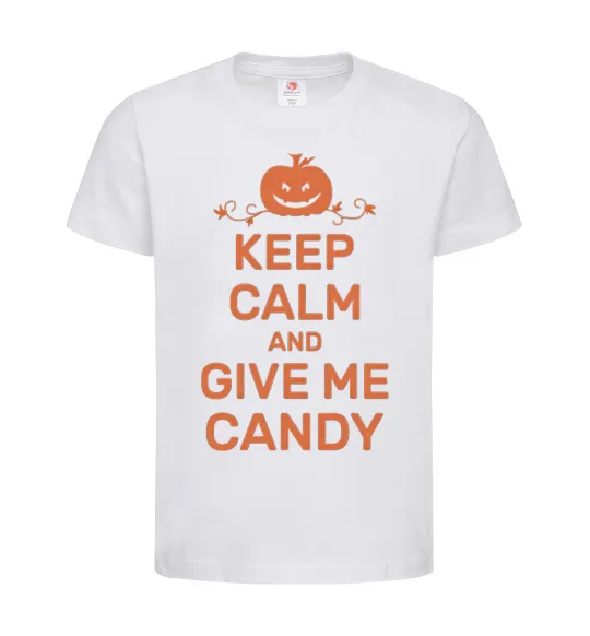 Детская футболка keep calm and give me candy Белый фото