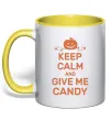 Чашка с цветной ручкой keep calm and give me candy Лимонный Чашка с цветной ручкой keep calm and give me candy Лимонный фото