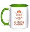 Чашка с цветной ручкой keep calm and give me candy Зеленый фото