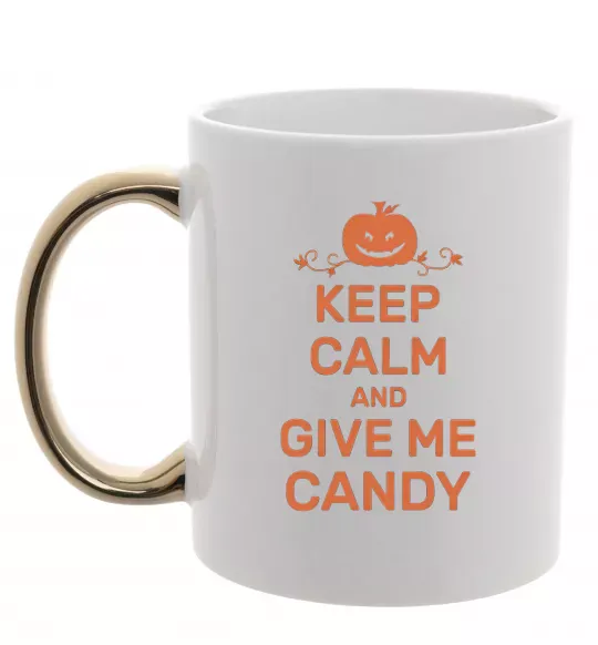 Чашка з кольоровою ручкою keep calm and give me candy Золото фото