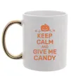 Чашка з кольоровою ручкою keep calm and give me candy Золото фото