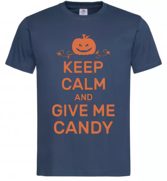 Чоловіча футболка keep calm and give me candy Темно-синій фото