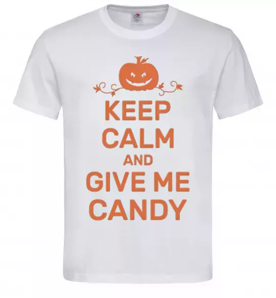 Чоловіча футболка keep calm and give me candy Білий фото