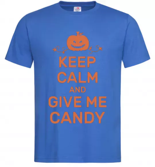 Чоловіча футболка keep calm and give me candy Яскраво-синій фото
