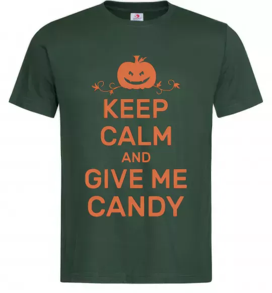Чоловіча футболка keep calm and give me candy Темно-зелений фото