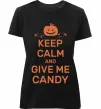 Женская премиум футболка keep calm and give me candy Черный фото