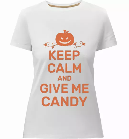 Женская премиум футболка keep calm and give me candy Белый фото