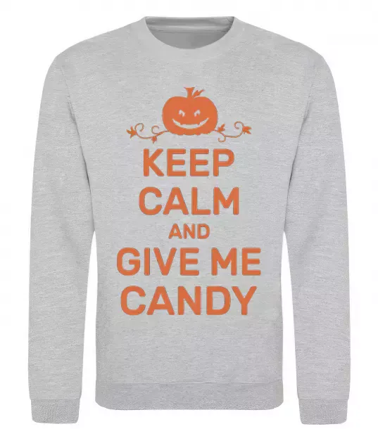 Свитшот keep calm and give me candy Серый меланж фото