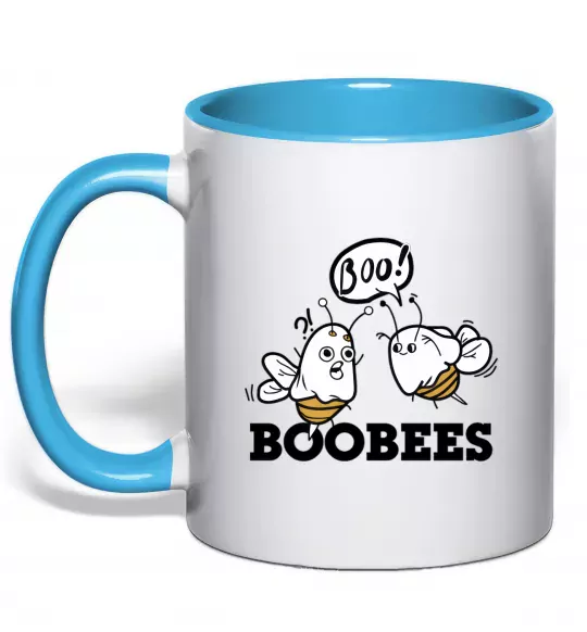 Чашка з кольоровою ручкою boobees Блакитний фото
