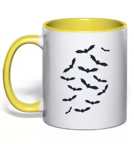 Чашка с цветной ручкой bats Солнечно желтый фото