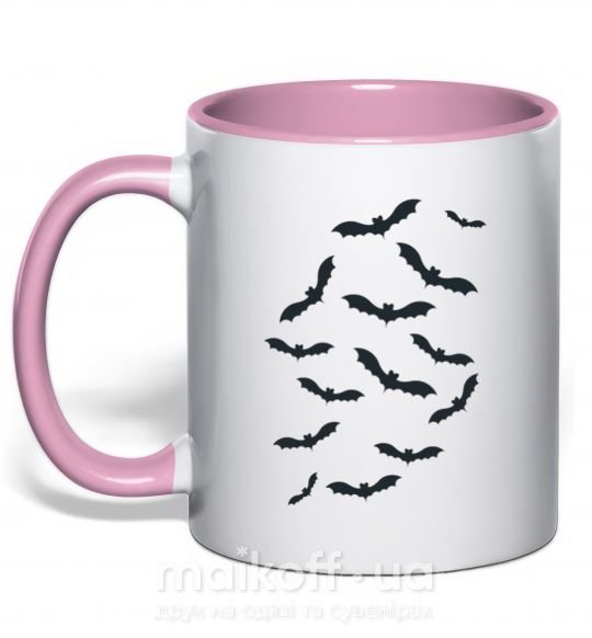 Чашка с цветной ручкой bats Нежно розовый фото