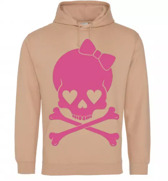 Женская толстовка (худи) skull girl Песочный фото