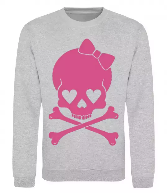 Свитшот skull girl Серый меланж фото