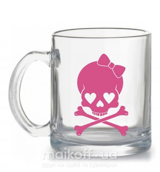 Чашка стеклянная skull girl Прозрачный фото