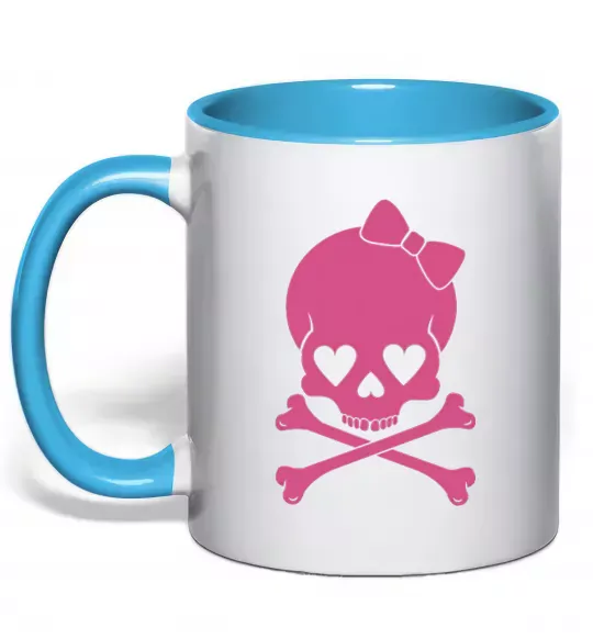 Чашка с цветной ручкой skull girl Голубой фото
