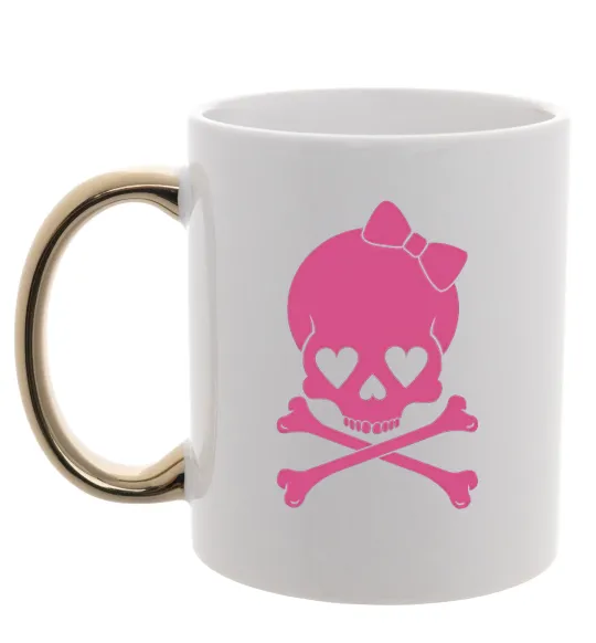 Чашка с цветной ручкой skull girl Золото фото