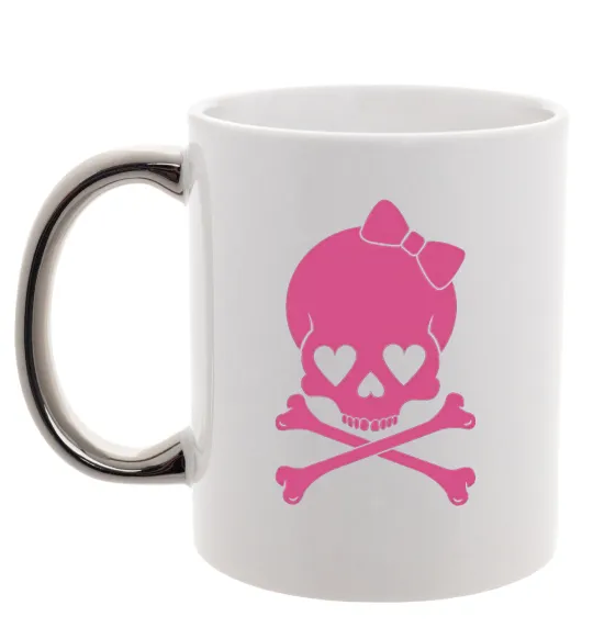 Чашка с цветной ручкой skull girl Серебро фото