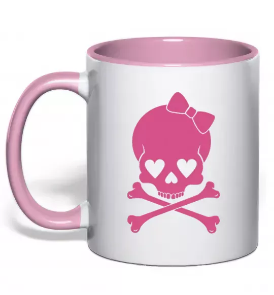 Чашка с цветной ручкой skull girl Нежно розовый фото