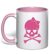 Чашка с цветной ручкой skull girl Нежно розовый фото