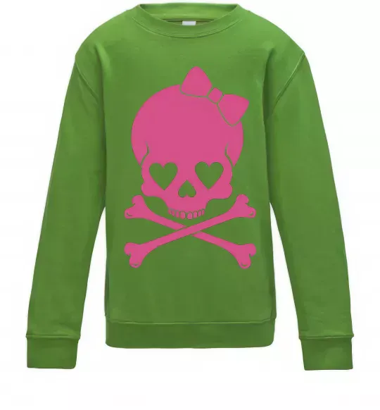Детский Свитшот skull girl Лаймовый фото