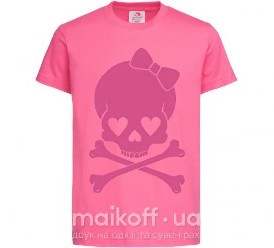 Детская футболка skull girl Ярко-розовый фото