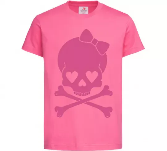 Детская футболка skull girl Ярко-розовый фото