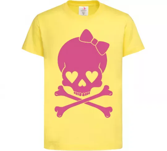 Детская футболка skull girl Лимонный фото