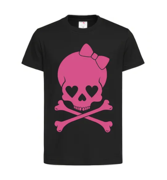 Дитяча футболка skull girl Чорний фото