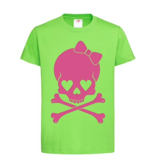 Дитяча футболка skull girl Лаймовий фото