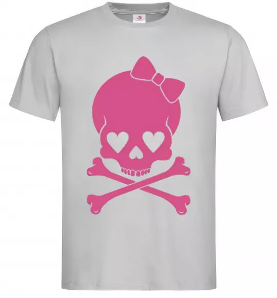 Мужская футболка skull girl Серый фото