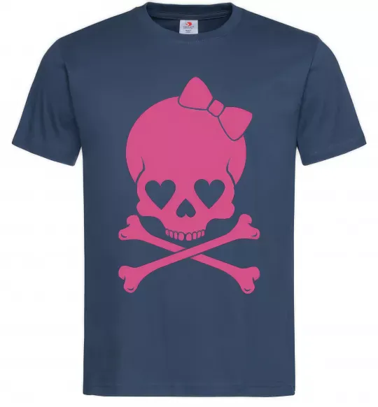 Мужская футболка skull girl Темно-синий фото