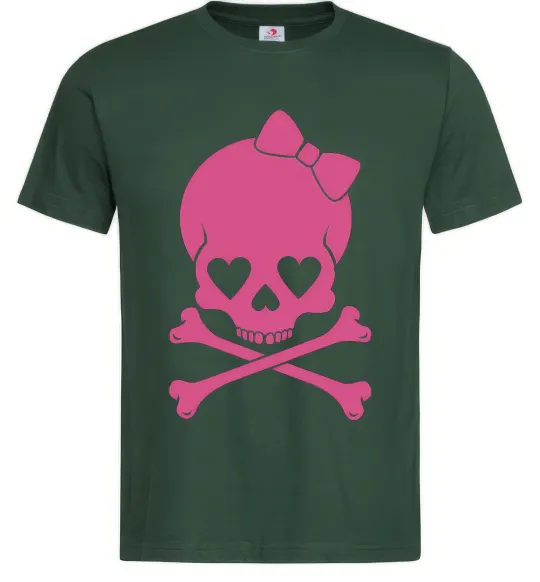 Мужская футболка skull girl Темно-зеленый фото