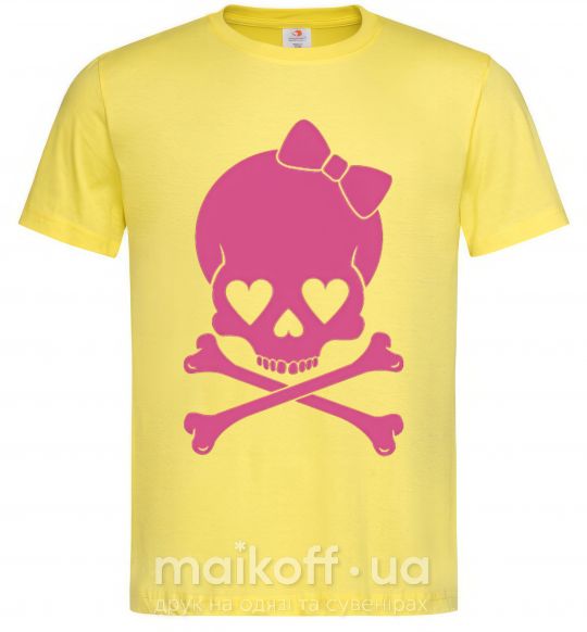 Мужская футболка skull girl Лимонный фото