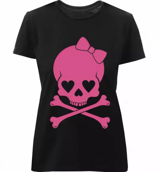 Жіноча преміум футболка skull girl Чорний фото