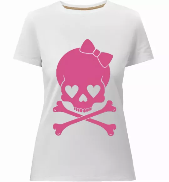 Жіноча преміум футболка skull girl Білий фото