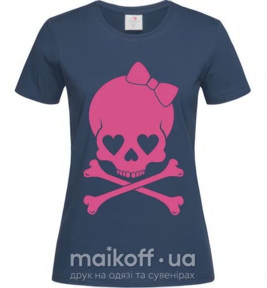 Женская футболка skull girl Темно-синий фото