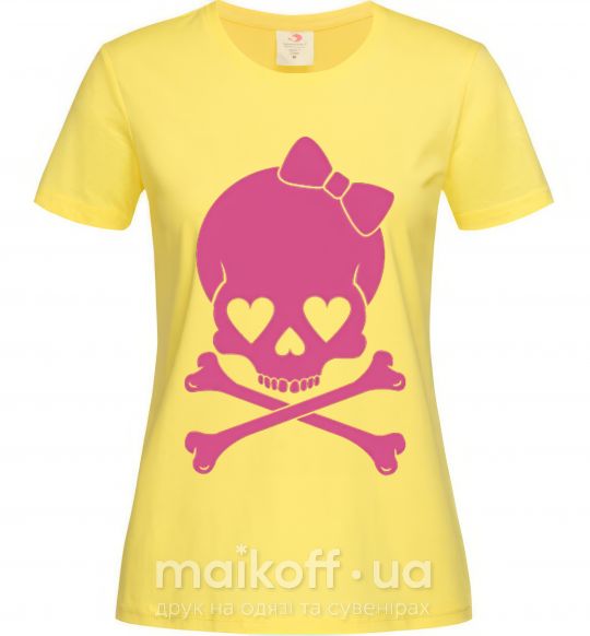 Женская футболка skull girl Лимонный фото