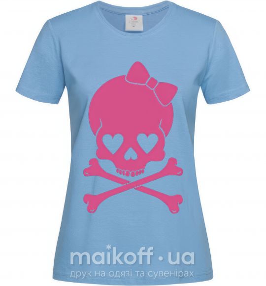 Жіноча футболка skull girl Блакитний фото