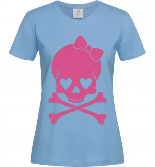 Жіноча футболка skull girl Блакитний фото