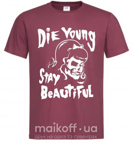 Чоловіча футболка die yong stay beautiful Бордовий фото