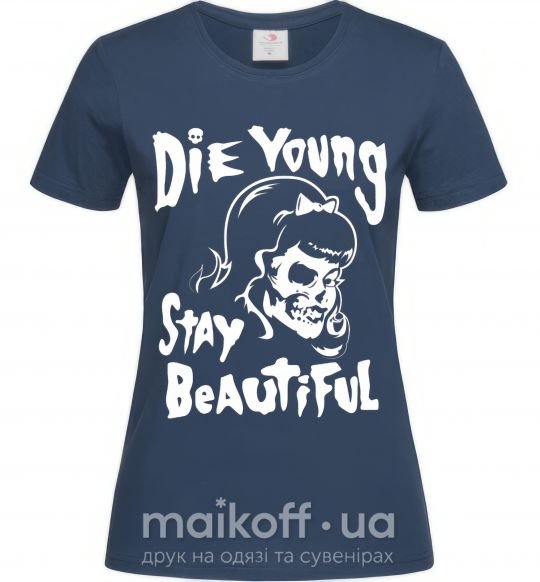 Жіноча футболка die yong stay beautiful Темно-синій фото