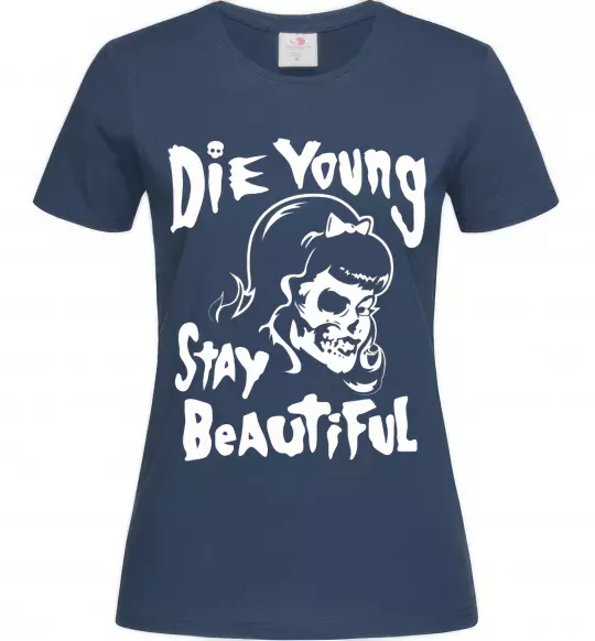 Жіноча футболка die yong stay beautiful Темно-синій фото