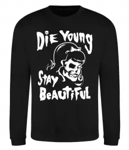 Світшот die yong stay beautiful Чорний фото