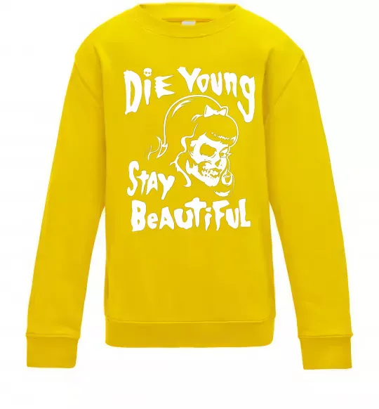 Детский Свитшот die yong stay beautiful Солнечно желтый фото