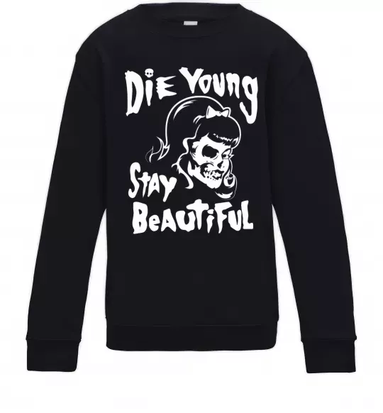 Детский Свитшот die yong stay beautiful Черный фото