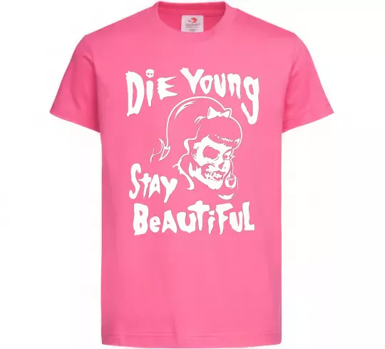 Дитяча футболка die yong stay beautiful Яскраво-рожевий фото