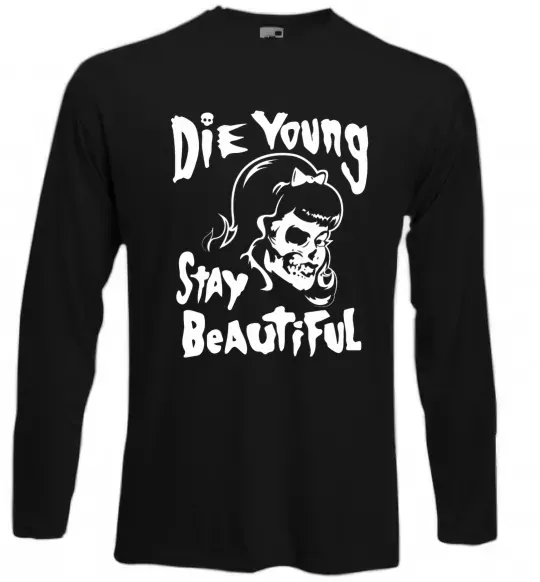 Лонгслив die yong stay beautiful Черный фото