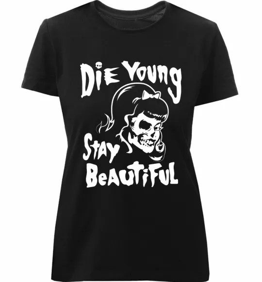 Женская премиум футболка die yong stay beautiful Черный фото